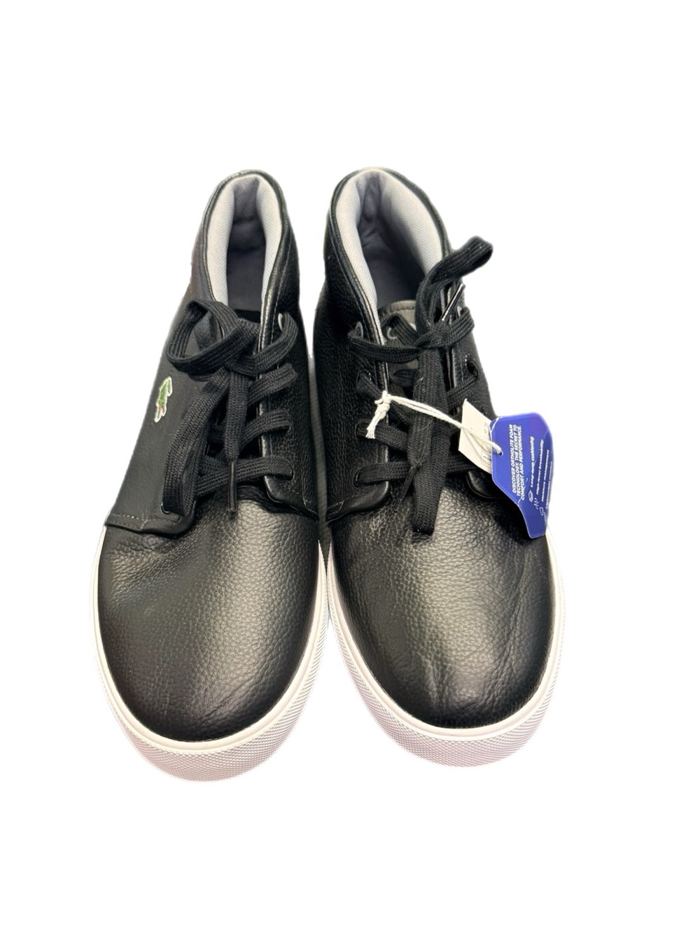 Lacoste Ortholite Black Leather Mid-Top Sneakers